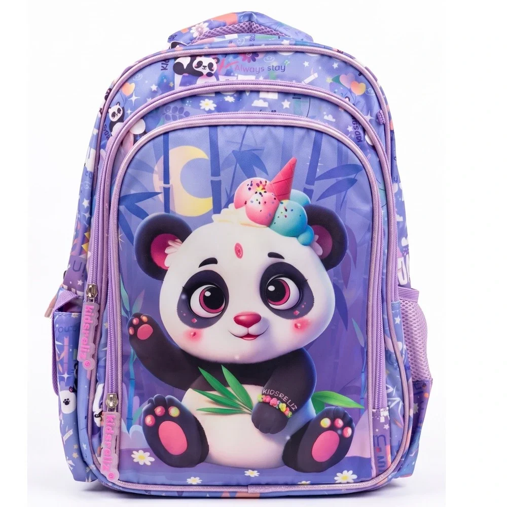 Kidspunk Kidsreliz Panda Backpack Purple Holographic School Bag GB-PD1-1